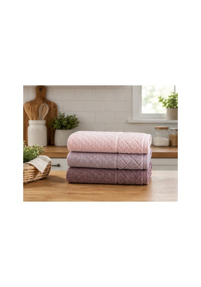 Kristal Desenli Havlu 30x50 Cm 3'lü Set %100 Pamuk - Lavinya Çok Renkli