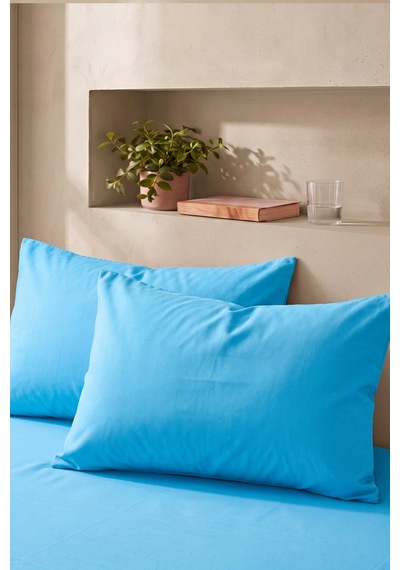 Turkuaz Mavisi %100 Pamuklu 2'li Yastık Kılıfı 50x70 Cm Mavi