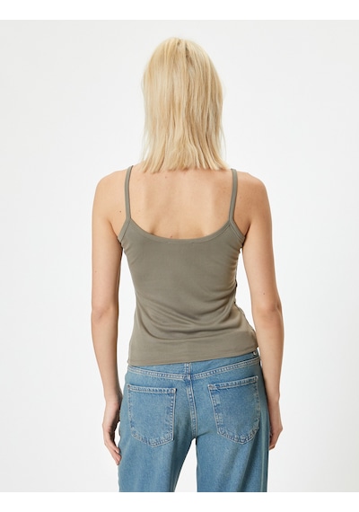 Koton Askılı Atlet Modal Kumaş Slim Fit Haki 4sak10618ek Haki