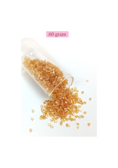 Kesme Cam Boncuk 2mm - 60 Gram - Şeffaf Altın - Bnc366