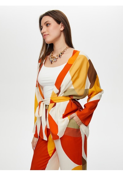 Faik Sönmez Geometrik Soyut Desen Kimono S25kmn001 Us25kmn001100 Multi Çok Renkli