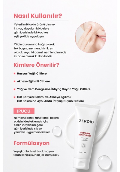 Akneye Eğilimli Ciltler İçin Yağ-nem Dengesi Sunan Jel Krem Zeroıd Pimprove Moisturizer