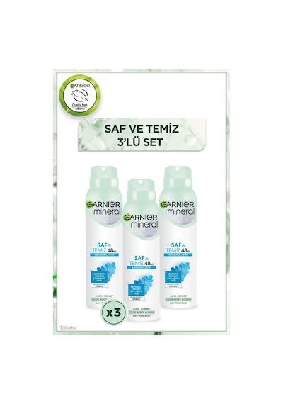 Garnier Mineral Saf&temiz Sprey Deodorant 3'lü Set pktgrnsftspry3al2ode-7073