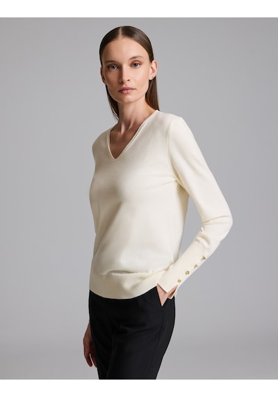 Pierre Cardin Ekru Slim Fit V Yaka Basic Kazak 50331290-vr019