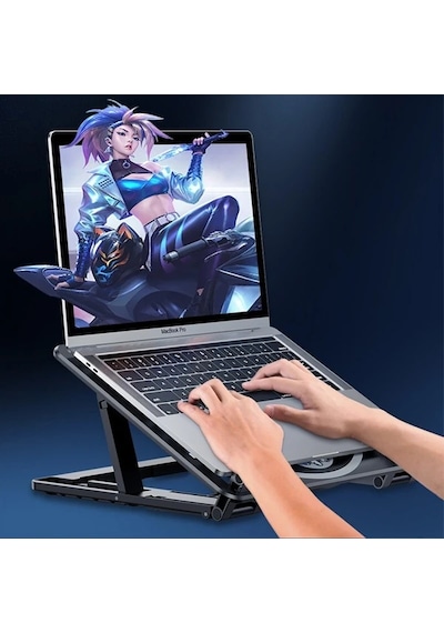 Ally Ayarlanabilir Taban Çift Fanlı Tablet Ve Laptop Soğutucu Stand- 5775 Renk: Siyah