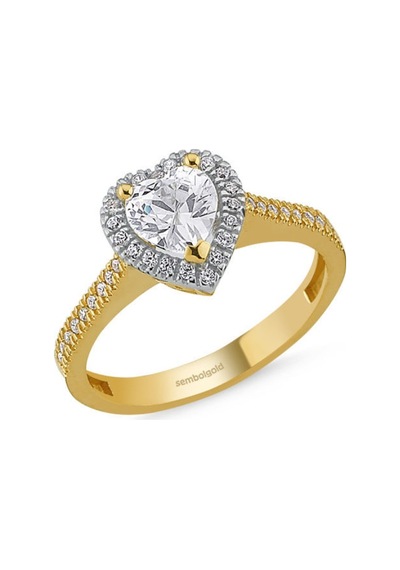 Altın Tektaş Yüzük Swarovski Taşlı Pırlanta Montür 285831888