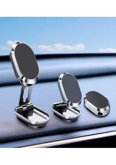 Metal Katlanır Mıknatıslı Telefon Tutucu Yüksek Kaliteli 360 Dönerli Soft Black Tutucu Metal Gri