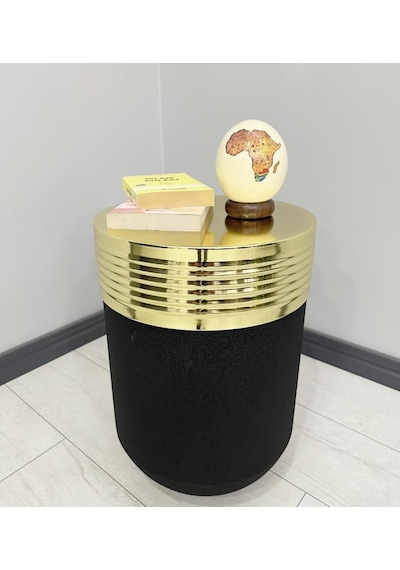 Elegant Dekoratif Gold Darbuka Siyah Sehpa 60cm