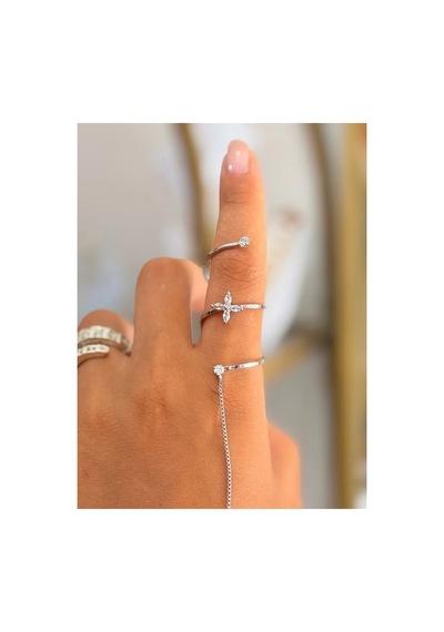 Şahmeran Yüzük Ve Bileklik Kombini- Silver Çiçek Detaylı Aksesuar Seti Gümüş