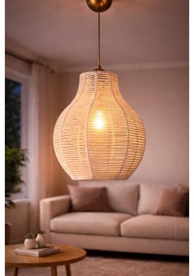 El Yapımı Tekli Sarkıt Avize 65x25 Cm Modern Dekoratif Tavan Lambası, Handmade Pendant Light, E27 Uyumlu, Salon Diğer
