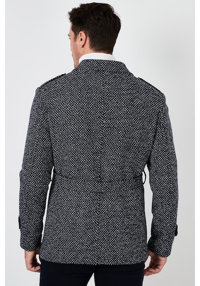 Buratti Slim Fit Cepli Pamuklu Kaşe Erkek Kaban 5841015 Lacivert Noktalı