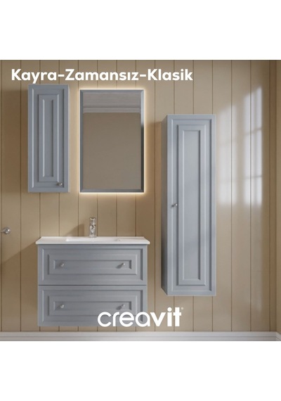 Creavit Kayra Lavabo Dolabı Çekmeceli 80cm Mat Gri Mat Gri Creavit Kayra Lavabo Dolabı Çekmeceli 80cm Mat Gri Mat Gri