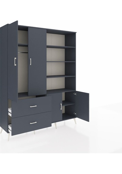 Hyperion Gardrop 7 Raflı 2 Çekmeceli Tek Askılı 176x44x221 Antrasit-antrasit Antrasit Hyperion Gardrop 7 Raflı 2 Çekmeceli Tek Askılı 176x44x221 Antrasit-antrasit Antrasit