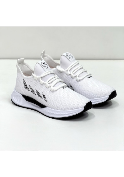 Wipper Ultra Hafif Triko Sneaker - Nefes Alan Ortopedik Poli Taban Unisex Yazlık Spor Ayakkabı Beyazsiyah