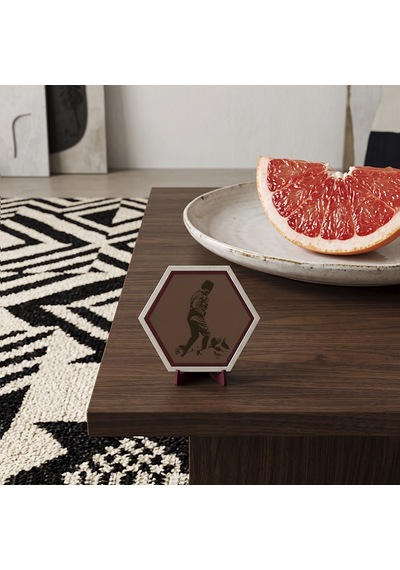 Atatürk Temalı Minimalist Dekoratif Masaüstü Dekoru, Yaşam Alanlarını Kişiselleştiren Şık Tasarım 10x10 Cm, Açık Kahve