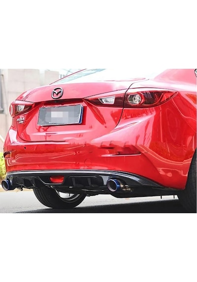 Mazda 3 Difüzör Difizör Plastik Parlak Siyah Çift Çıkış 2014-2019 Arka-bodykit-ek-karlık