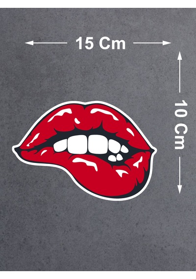 Sexy Dudak Isıran Sticker - Araba Oto Motosiklet Karavan Sticker - 00040 15x10 Cm