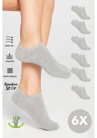 Bamboo Star Bambu Kadın Sneaker Gri Çorap Dikişsiz Bilekte Görünmez Spor Çorap Premium 6'lı Paket Bamboo Star Bambu Kadın Sneaker Gri Çorap Dikişsiz Bilekte Görünmez Spor Çorap Premium 6'lı Paket