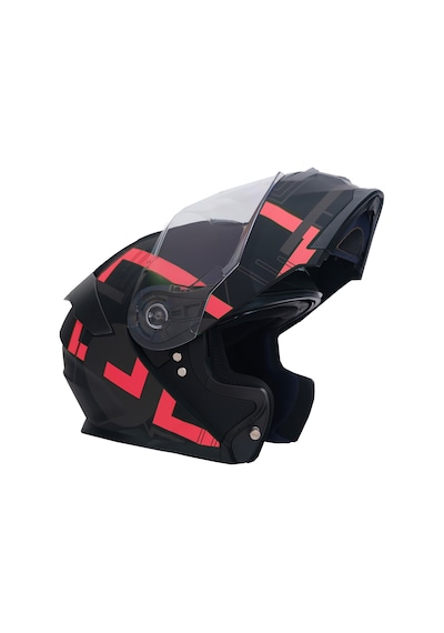 Gp Nero Mks004-Mba3r Güneş Vizörlü Şeffaf Çene Açılır Motosiklet Kaskı Siyah Kırmızı