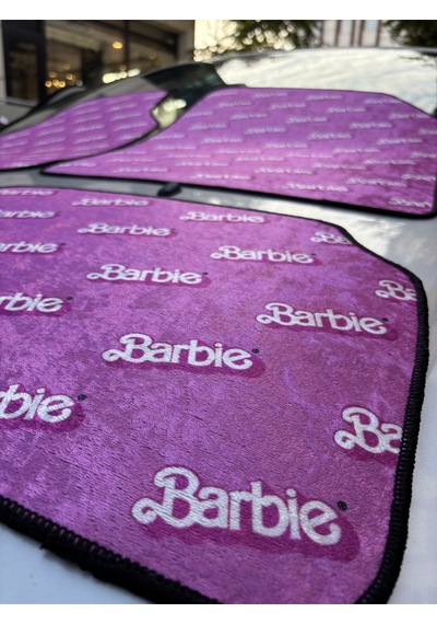 Lüx Oto Halı Paspas Desenli Yıkanabilir Unıversal Her Araca Uyumlu Barbie Yazı