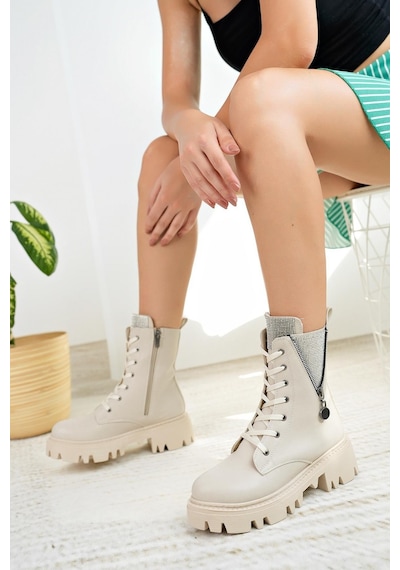 Nesil Shoes İfs 308 Ten Taşlı Kadın Bot-ten Ten