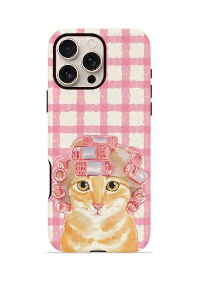 Apple iPhone Uyumlu 16 Pro Max Vorian Çift Katmanlı Magsafe Kılıf Pink Picnic Cat