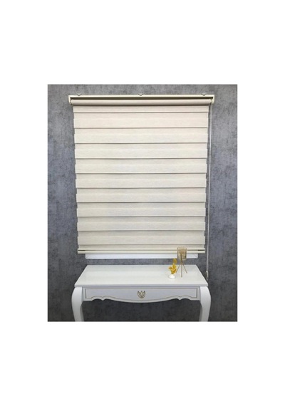 Krem İthal Bambu Zebra Stor Perde Eteksiz 1. Kalite+alüminyum Kasa