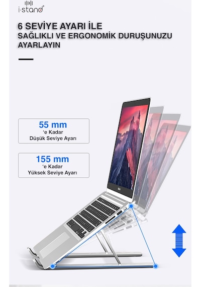 i-Stand Alüminyum Katlanabilir Taşınabilir  Ayarlı Laptop Standı