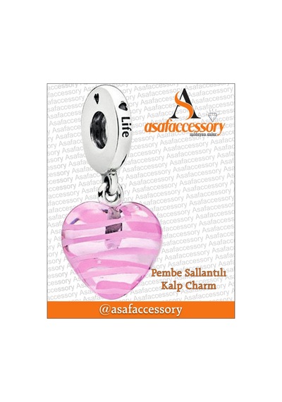Pembe Sallantılı Kalp Charm