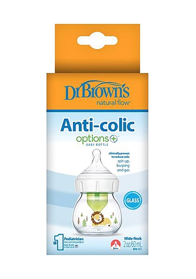 Db 21601 Geniş Ağız Anti-kolik Options+ Desenli Cam Biberon 60 Ml Aslan, Tekli Paket 1 Adet