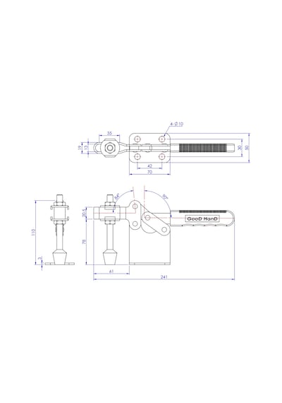 Goodhand Gh-200-wh Yatay Geçiş Kelepçesi 400 Kg Kapasiteli Düz