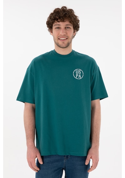 U.S. Polo Assn. Erkek Oversize Fit Bisiklet Yaka Koyu Yeşil Tişört 50305904-VR101