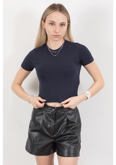 Giysa Kadın Bisiklet Yaka Pamuklu Basic T-shirt Lacivert Ms0000102 Lacivert