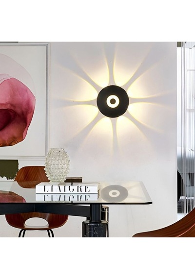 Dekoratif Işık Desenli 7 Watt Led Armatür 3000k Gün Işığı İç Ve Dış Mekan Led Aplik Siyah