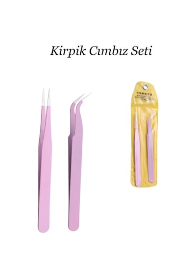 2 Adet İpek Kirpik Cımbızı Nail Art Cımbızı Kavisli Ve Düz Profesyonel Cımbız