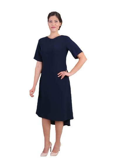 Nidya Moda Büyük Beden Kadın Lacivert Abiye Elbise-4151L Lacivert