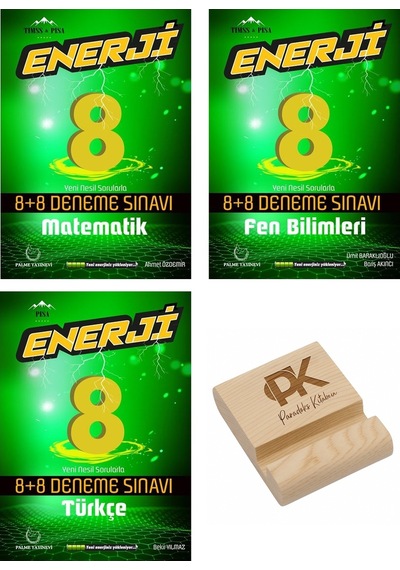 Palme Lgs 8. Sınıf Enerji Matematik Fen Bilimleri Ve Türkçe 8+8 Deneme Sınavı 3lü Set+telefon Standı
