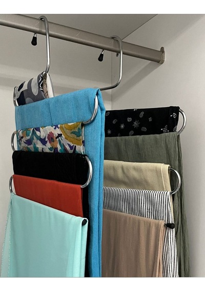 3 Adet Metal Dolap İçi Krom Askı 5 Katlı Paslanmaz Organizer Pantalon Eşarp Etek Askısı Metal Beyaz Diğer