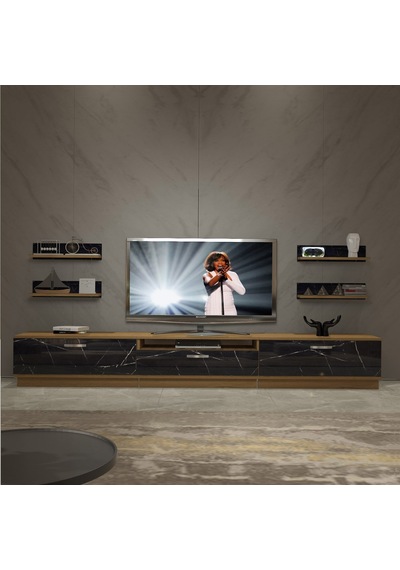 Decoraktiv Trendstyle 270r Mdf Tv Ünitesi Tv Sehpası Pera - Siyah Mermer