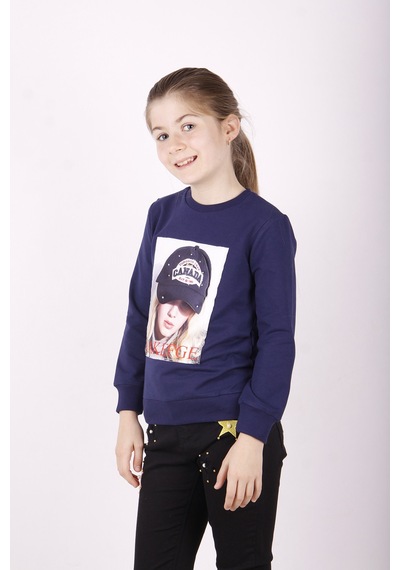 Toontoy Kız Çocuk Şapkası 3d Baskılı Sweatshirt Lacivert