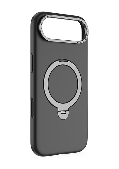 Apple Uyumlu iPhone 17 Air Kılıf M-safe Şarj Özellikli Metal Standlı Sıvı Silikon Lenyes Ck223 Kapak Siyah Siyah