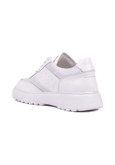 Shoetyle - Hakiki Deri Beyaz Renk Günlük Erkek Sneaker - 115-k643 -1621