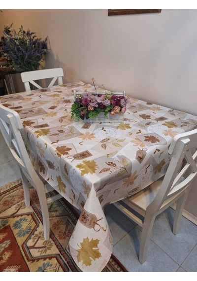 Elyaflı Pvc Masa Örtüsü Modern, Dayanıklı, Silinebilir Ve Şık Görünüm Dkrm121 Kahverengi