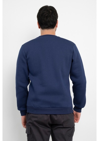 Dasüniforma Basic Baskısız 3 İplik Unisex Cepsiz Düz Sweatshirt Yuvarlak Yaka Sweat Lacivert