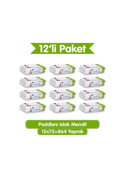 Islak Mendil 864 Yaprak (12x72) Koli - Yumuşak Dokulu %0 Paraben