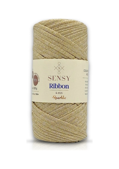 Premium Simli Ribbon Polyester İp 200 Gr Makrome İpi Supla İpi Ve Çanta İpliği Simli Ekru