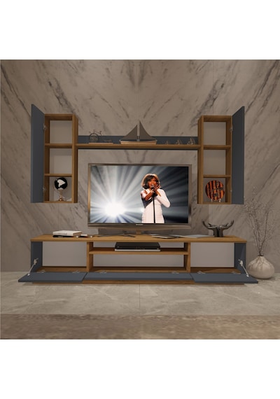 Decoraktiv Trio 5d Mdf Tv Ünitesi Tv Sehpası Pera - Antrasit