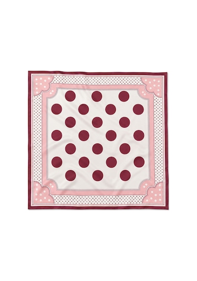 Tarzını Seç Bordo Puantiye Desenli Fular / Bandana 70x70 Cm