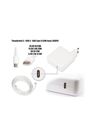 Apple Uyumlu MacBook 61W Usb-C. Usb Type-C Pd Adaptör Şarj