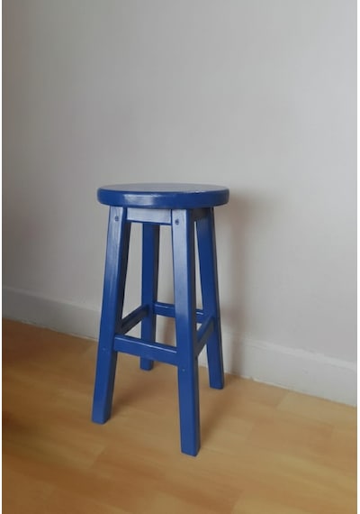 Ahşap Tabure 55 Cm / Arbrestore Mavi